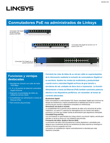 Switch Linksys LGS116P metálico 16 puertos gigabit (8 puertos PoE+ 802.3at max. 80W) QoS