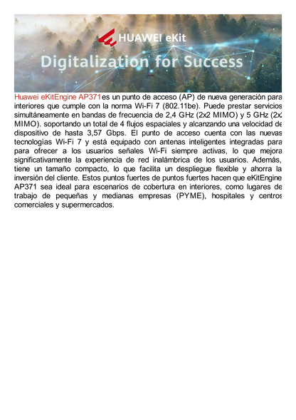 Punto de Acceso Wi-Fi 7 /  3.57 Gbps / MU-MIMO 2x2 (2.4GH y 5GHz) / Smart Antenna más cobertura / Instalación en techo y pared / Seguridad WP3 / 1 Puerto 2.5GE / Puerto USB (Para expansion IoT) /  Con Administración Gratuita