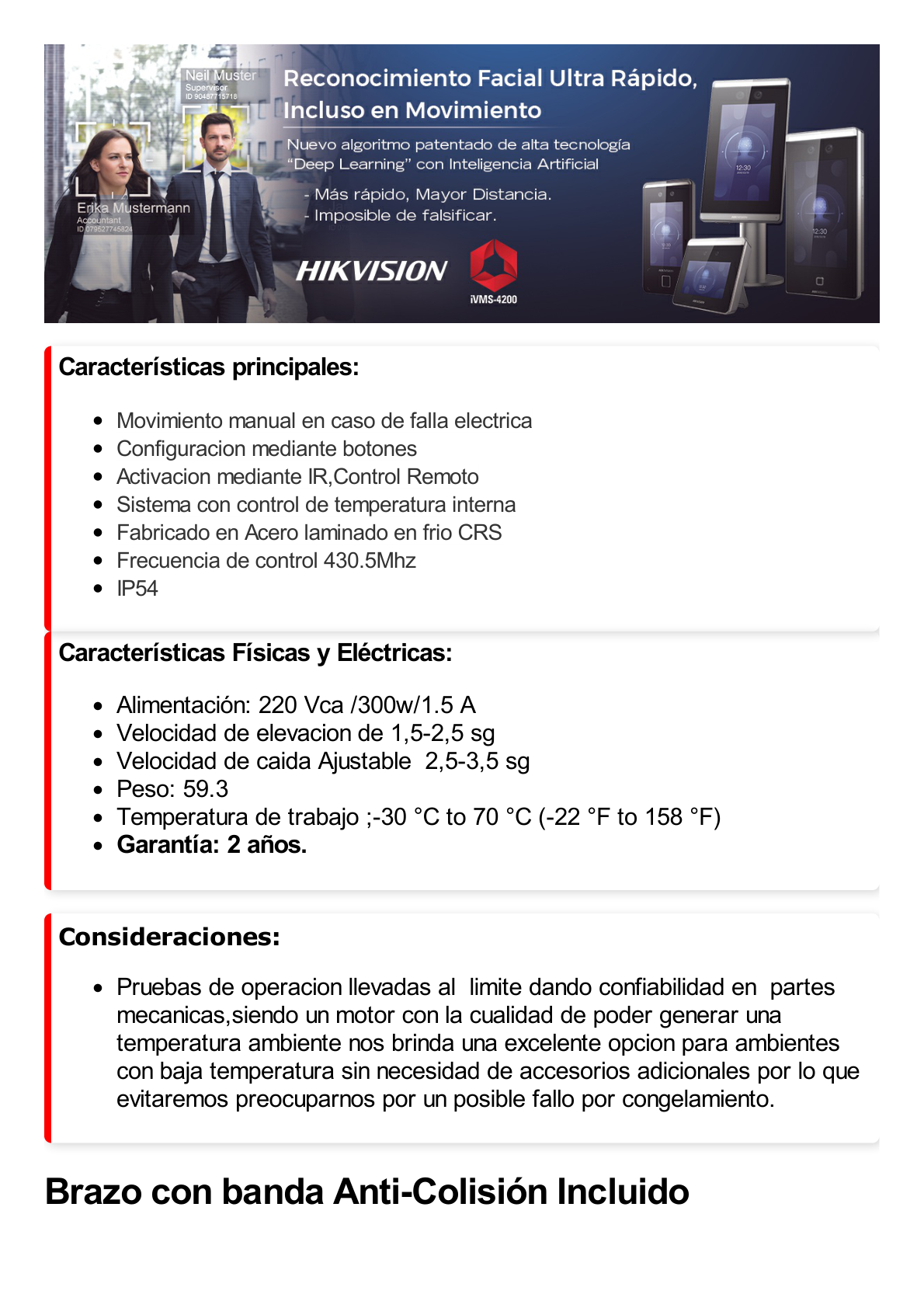 Barrera Vehicular DERECHA / Brazo Incluido 3 mts / Apertura en 3 Segundos / Incluye Banda Protectora Antigolpe de Vehiculos / Compatible con Cualquier Control de Acceso