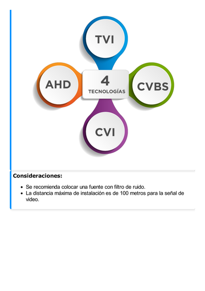 Bala TURBOHD 4K (8 Megapixeles) / Gran Angular 102º / Lente 2.8 mm / Exterior IP67 / IR EXIR 60 mts / dWDR