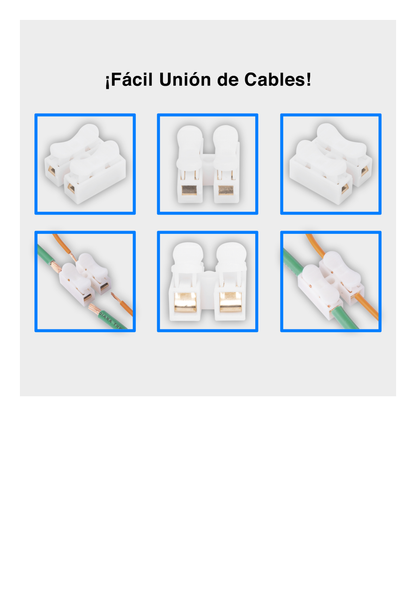 Conector tipo PUSH de 2 Contactos / Para una Conexión Rápida / Puentes de Cables