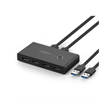 Conmutador USB para Compartir 4 Puertos USB 3.0 a 2 PC ́s | Cambio Mediante Botón | Incluye Dos Cables USB de 1.5 m | ABS | Permite que 2 Usuarios Compartan 4 Dispositivos Periféricos USB3.0, como una impresora, un escáner, etc.