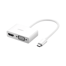 Adaptador USB C a HDMI VGA | Compatible con Thunderbolt 3 | USB 3.1 Tipo C | HDMI 4K*2K @30Hz | VGA 1920*1080@60hz | Salidas Simultaneas en Modo Espejo | Caja de ABS | No requiere Controlador | Chip IC inteligente incorporado.