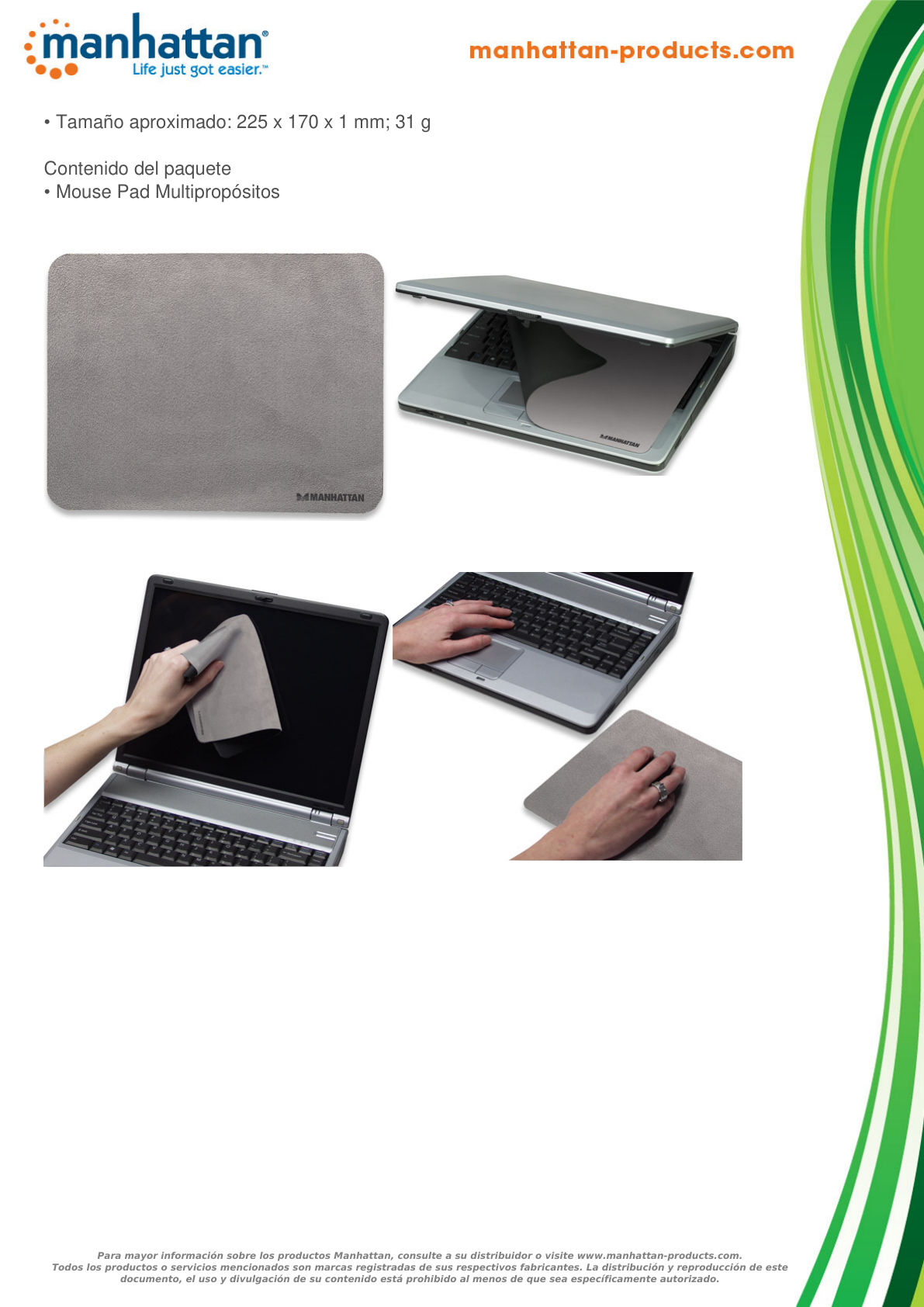 MOUSE PAD MICROFIBRA 3 EN 1