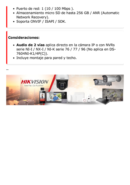 Domo PT IP 4 Megapixel / Lente 4 mm  / Luz Blanca 30 mts / dWDR  / PoE / IP66 / Micrófono y Bocina Interconstruido / Micro SD / Incluye Montaje de Pered y Techo