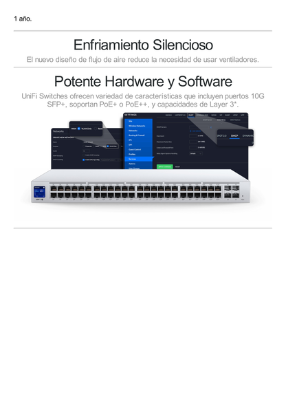 UniFi Switch USW-Pro-24-POE Gen2, con funciones capa 3, de 24 puertos PoE 802.3at/bt + 2 puertos 1/10G SFP+, 400W, pantalla informativa