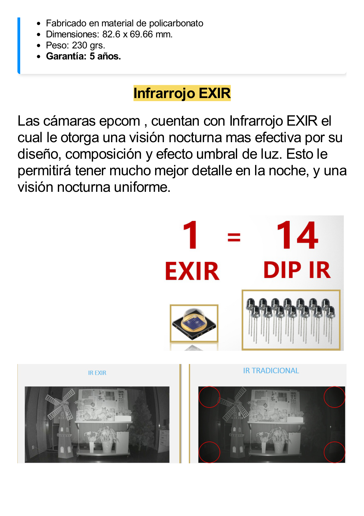 Turret TURBOHD 5 Megapíxel / 85° de Visión / Lente 2.8 mm / Interior / IR EXIR 20 mts / TVI-AHD-CVI-CVBS / Policarbonato