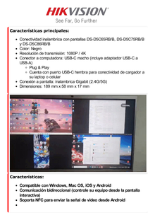 Dongle (Adaptador) de Proyección Inalambrica Para Pantallas Interactivas HIKVISION Serie DS-D5CxxRB/B / Compatible con Windows y Mac / Conector Tipo C (Incluye Adaptador USB-A - USB-C)