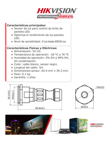 Sensor de Luz para Control de Brillo de Paneles LED / Ahorrador de Consumo Electrico / Disminuye o Incrementa el Brillo de las Pantallas LED