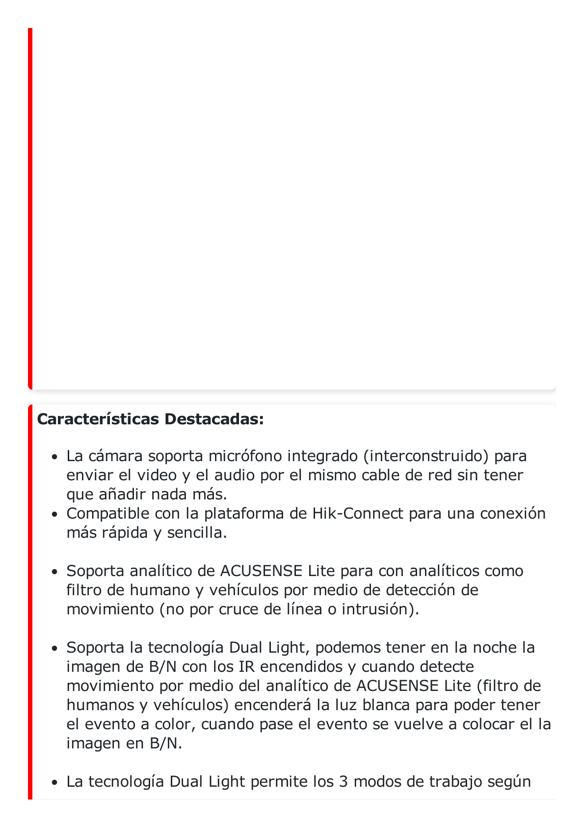 [Dual Light] Domo IP 8 Megapixel (4K) / Lente 2.8 mm / 30 mts IR + 30 mts Luz Blanca / Micrófono Integrado / IK08 / ACUSENSE Lite / Exterior IP67 / H.265 / PoE / ONVIF