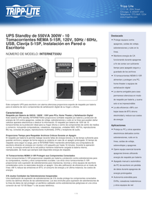 UPS Standby TrippLite INTERNET550U 550VA/300W monofásico 10 NEMA 5-15R (5 con protección batería) ultracompacto 1 puerto USB