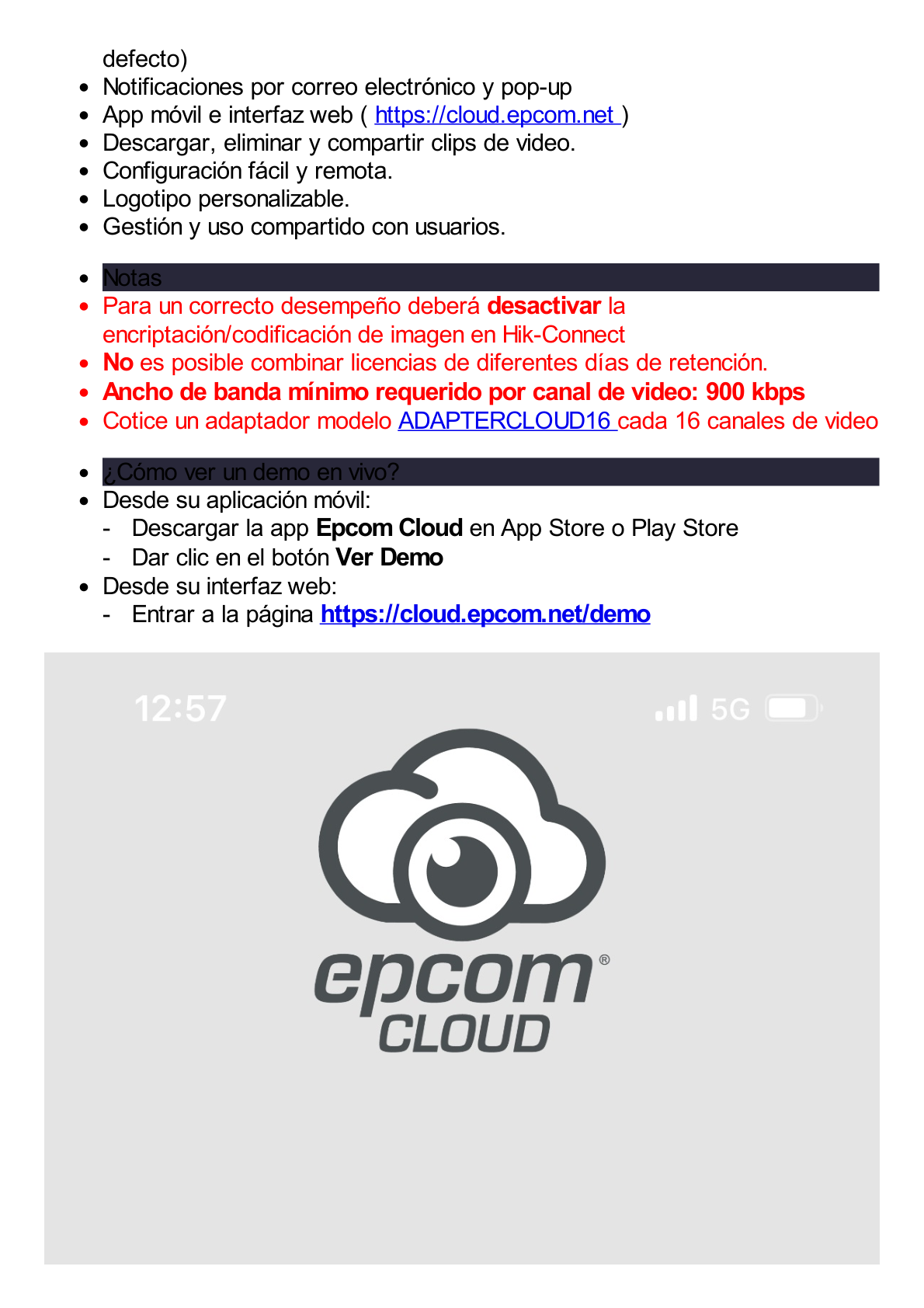 Suscripción Anual Epcom Cloud / Grabación en la nube para 1 canal de video a 4MP con 14 días de retención / Grabación continua