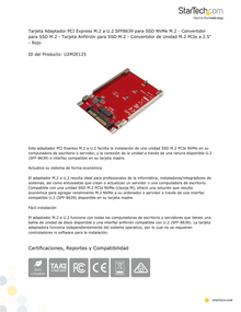 Tarjeta Adaptador PCI Express M.2 a U.2 Para SSD NVMe M.2