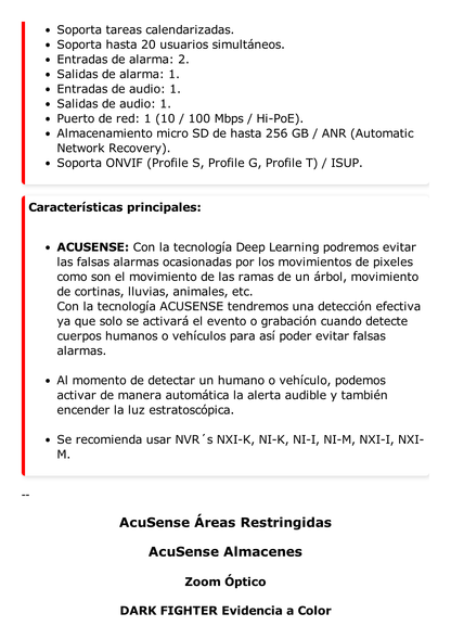 [ PROTECCIÓN ACTIVA ] PTZ IP 8 Megapixel / 12X Zoom / ColorVu / 100 mts Luz Blanca / 150 mts IR / ACUSENSE (Evita Falsas Alarmas) / IP66 / IK10 / Alerta Audible 30 metros y Luz Estroboscópica / Autoseguimiento 2.0 / Hi-PoE / Rapid Focus / mi