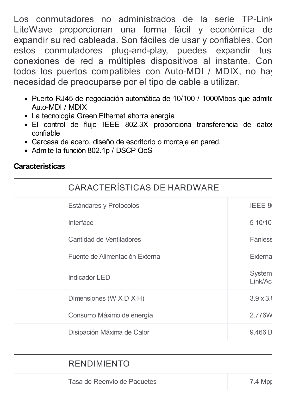 Switch de escritorio Gigabit de 5 puertos 10/100/1000Mbps, carcasa metálica