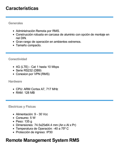 Gateway Industrial LTE 4G a Puerto Serial RS232