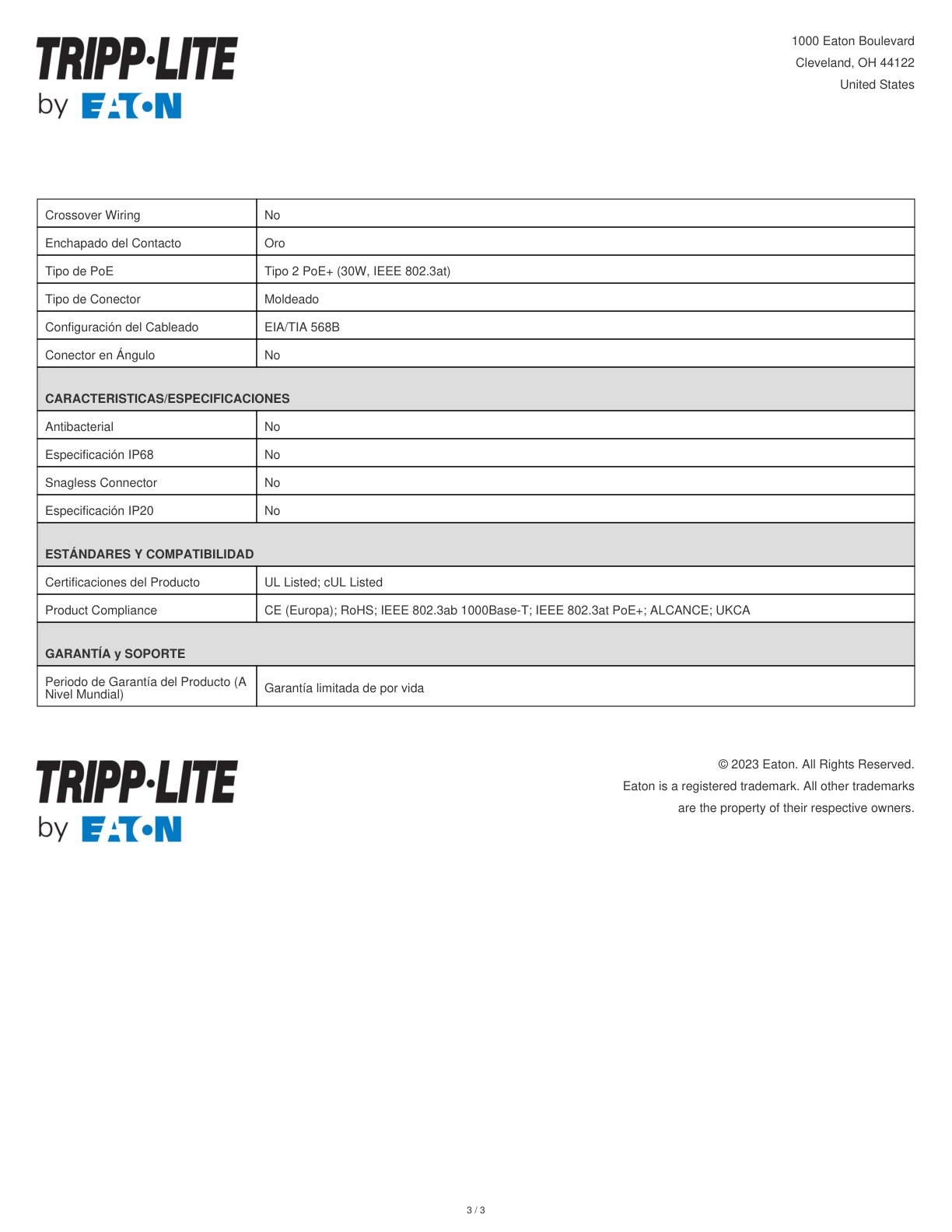 Cable patch UTP TrippLite N002-006-GY CAT 5E gris 1.83 m (6 pies) PoE RJ45 M/M Moldeado 350 MHz