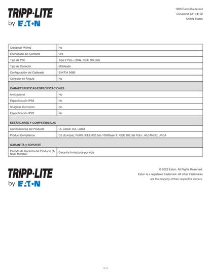 Cable patch UTP TrippLite N002-006-GY CAT 5E gris 1.83 m (6 pies) PoE RJ45 M/M Moldeado 350 MHz