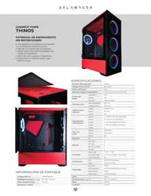 GABINETE BALAM RUSH THINOS ROJO 4VENT RGB CRISTAL TEMPLADO BR-932257