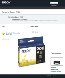 TINTA EPSON 206 T206420-AL AMARILLO XP-2101