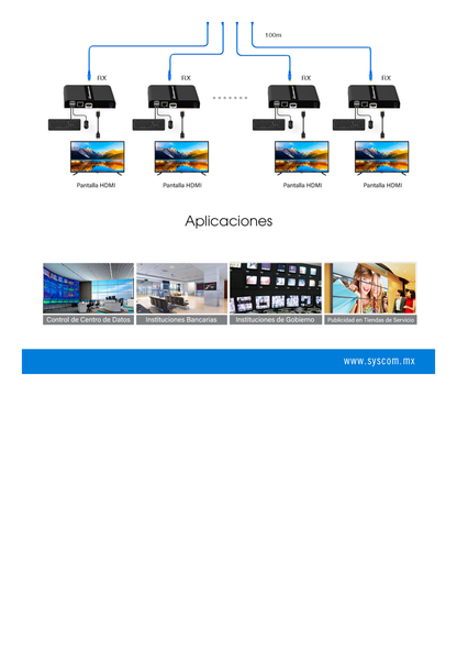 Receptor Compatible para Kits TT671KVM / Resolución 4K@30Hz / Cat 6/6A/7 / Distancia de 100 m / IPCOLOR /  Cero Latencia / Control IR / Compatible con Switch Gigabit para control KVM múltiple.