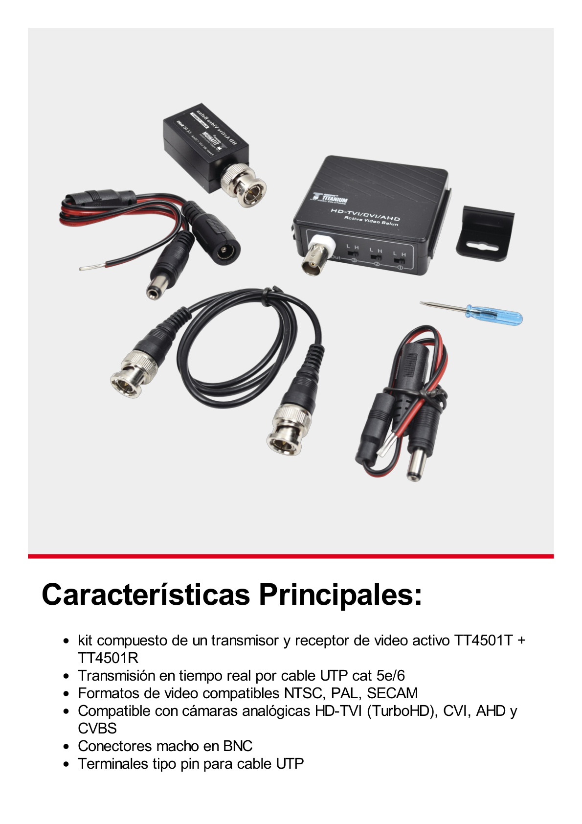 Kit de largo alcance de 400 metros @ 2 MP compuesto por TT4501T + TT4501R  / Activo+Activo