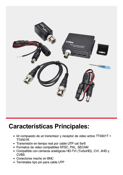 Kit de largo alcance de 400 metros @ 2 MP compuesto por TT4501T + TT4501R  / Activo+Activo