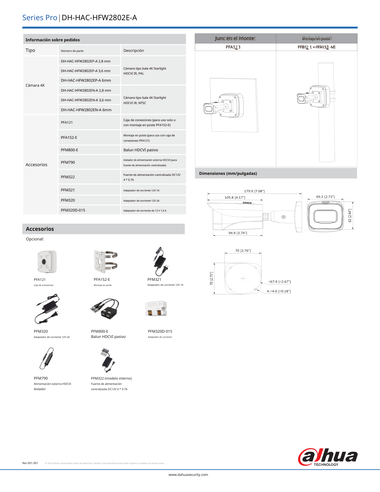 Camara Dahua DH-HAC-HFW2802E-A-0360B bullet starlight 4 k 8 mpx lente 3.6 mm 0.005 lux color 40 m IP67