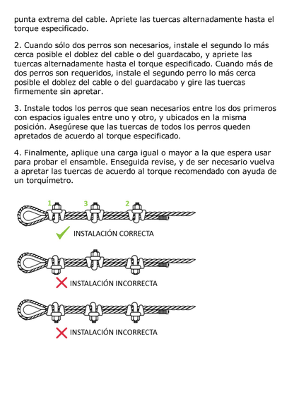 Nudo/ Perro/ Abrazadera Acero Forjado para Cable de 3/16", Acero Inoxidable.