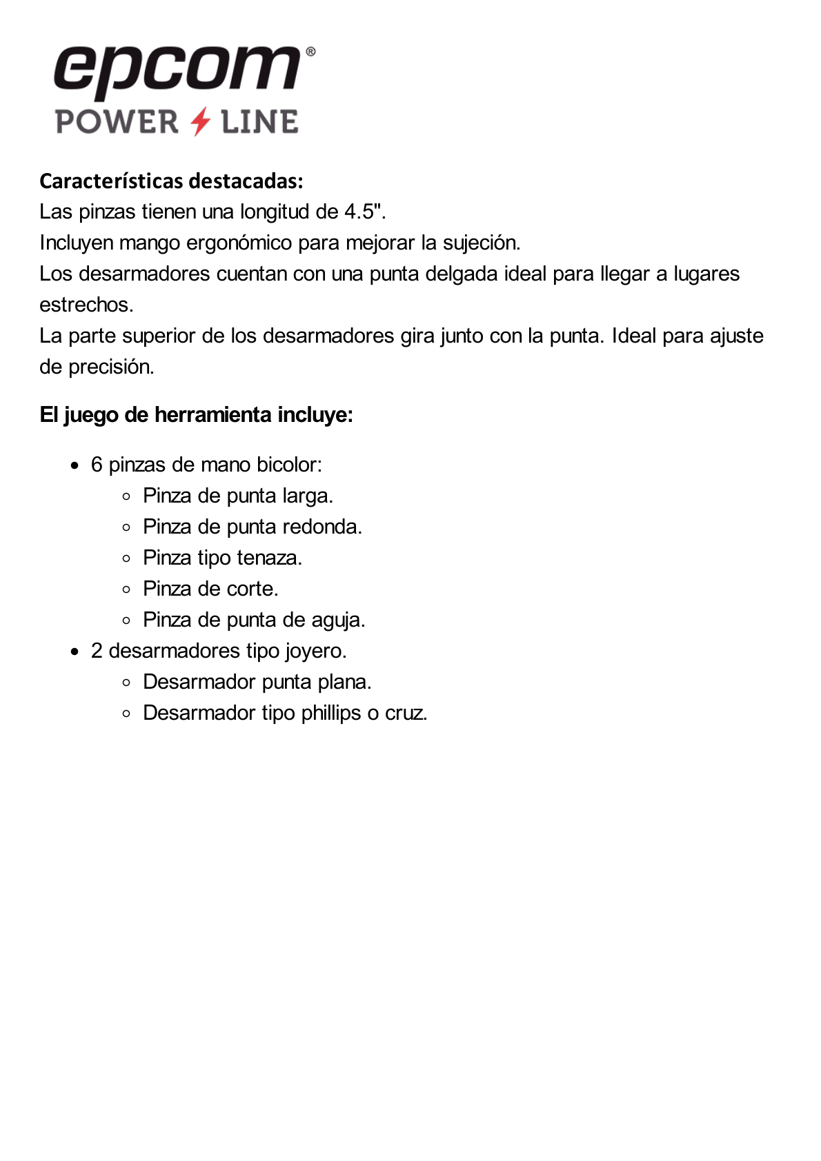 Juego de Herramientas con 6 Pinzas Eléctricas de 4.5" + 2 Desarmadores de Precisión (Plano y Cruz).