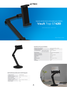 Soporte Acteck Para Tablet Vault Top ST430 Pinza de Sujeción de 4.7 a 12.9