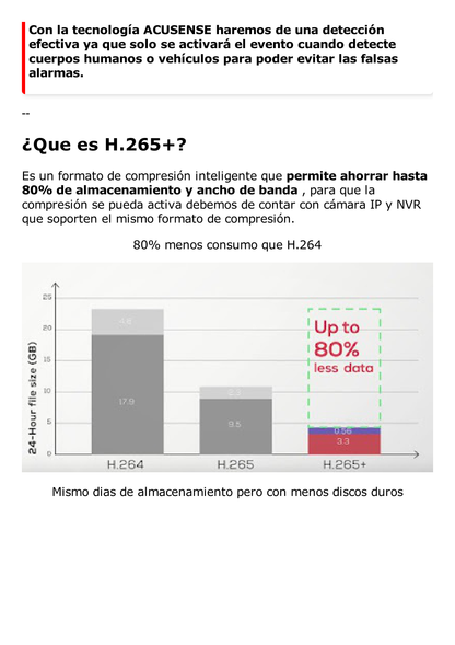 Bala IP 8 Megapixel (4K) / Lente 4 mm / 80 mts IR EXIR / Exterior IP67 / WDR 120 dB / PoE / ACUSENSE (Evita Falsas Alarmas) /  MicroSD /  ONVIF / ACUSEARCH
