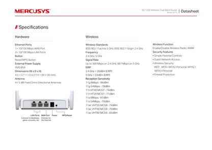 Router inalámbrico Mercusys AC10 AC1200 1x RJ45 WAN y 2x RJ45 LAN 10/100M 4 antenas 5dBi