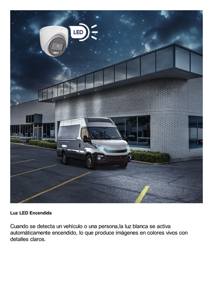 [Dual Light] Bala IP 4 Megapíxel / Lente 4 mm / 50 Mts IR + 50 mts Luz Blanca / ACUSENSE Lite (Detección de Humanos y Vehiculos) / Exterior IP67 / WDR 120 dB / PoE / ONVIF