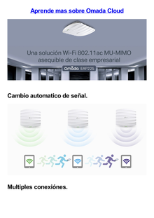 Punto de Acceso Omada / Doble Banda AC 1350 MU-MIMO / Montaje en Techo-Pared / Configuración Stand-alone o Por Controlador / Alimentación PoE af