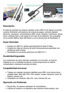 Cable de Extensión Activo USB 3.0 con puerto de alimentación Micro USB / 5 Metros / USB 3.0 a 5Gbps / No requiere controlador / Ideal para impresoras, consolas , Webcam, etc.