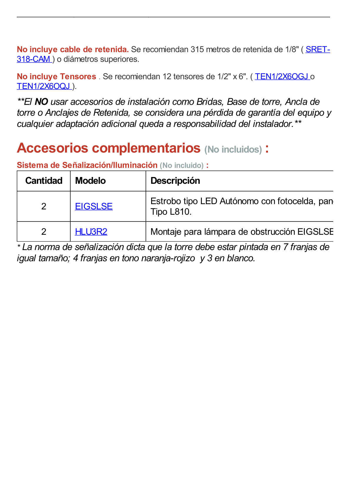 Kit de Torre Arriostrada de Techo de 24 m con Tramo STZ30G Galvanizada por Inmersión en Caliente (No incluye retenida).