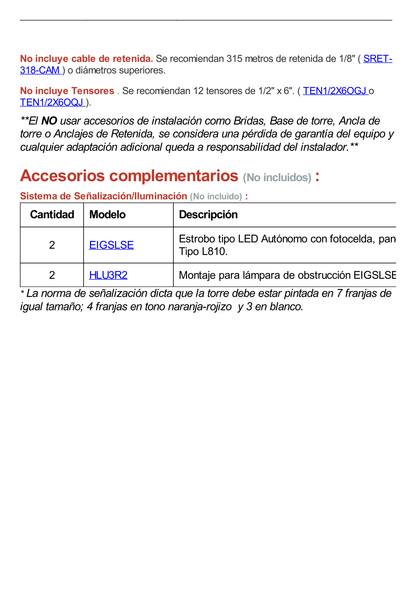 Kit de Torre Arriostrada de Techo de 24 m con Tramo STZ30G Galvanizada por Inmersión en Caliente (No incluye retenida).