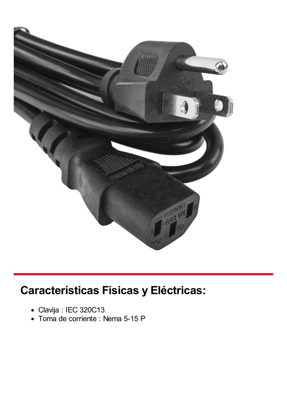 Cable de Alimentación Eléctrica para 120-240 Vca / 1. 5 Metros de Distancia