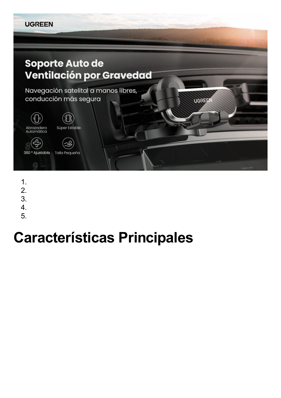 Soporte de Automóvil para Rendija de Ventilación |  Tecnología Gravity | Rotación de 360° | Suspensión por Gancho | Pinzas de Goma | Compatible con Rejilla de Ventilación Horizontal y Vertical.