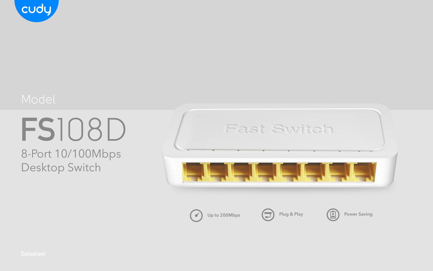 Switch Cudy FS108D de escritorio 8 puertos ethernet 10/100Mbps carcasa de plástico no administrable Auto-MDI/MDIX