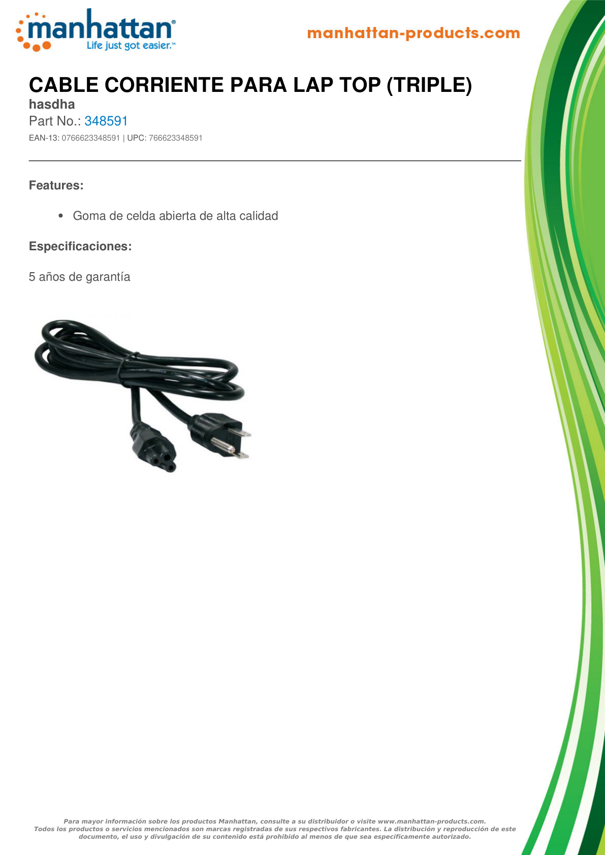 CABLE CORRIENTE PARA CARGADOR (TRIPLE)