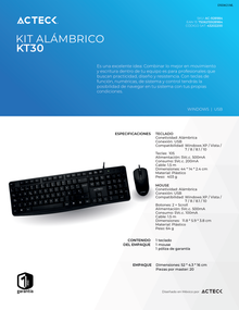 KIT TECLADO Y MOUSE ACTECK ENTRY 500 NEGRO USB AC-928984