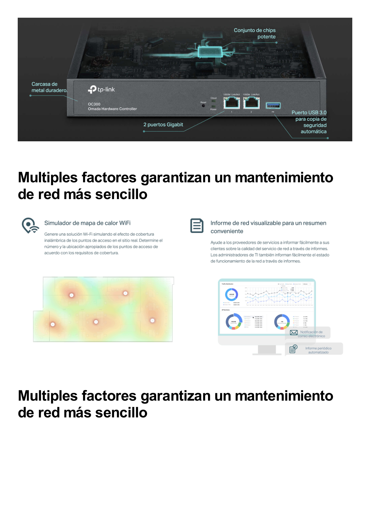 Controladora Omada para gestionar hasta 500 equipos Omada/ Gestion desde la Nube gratuita / Actualizaciones masivas / 2 puertos Gigabit con PoE af/at