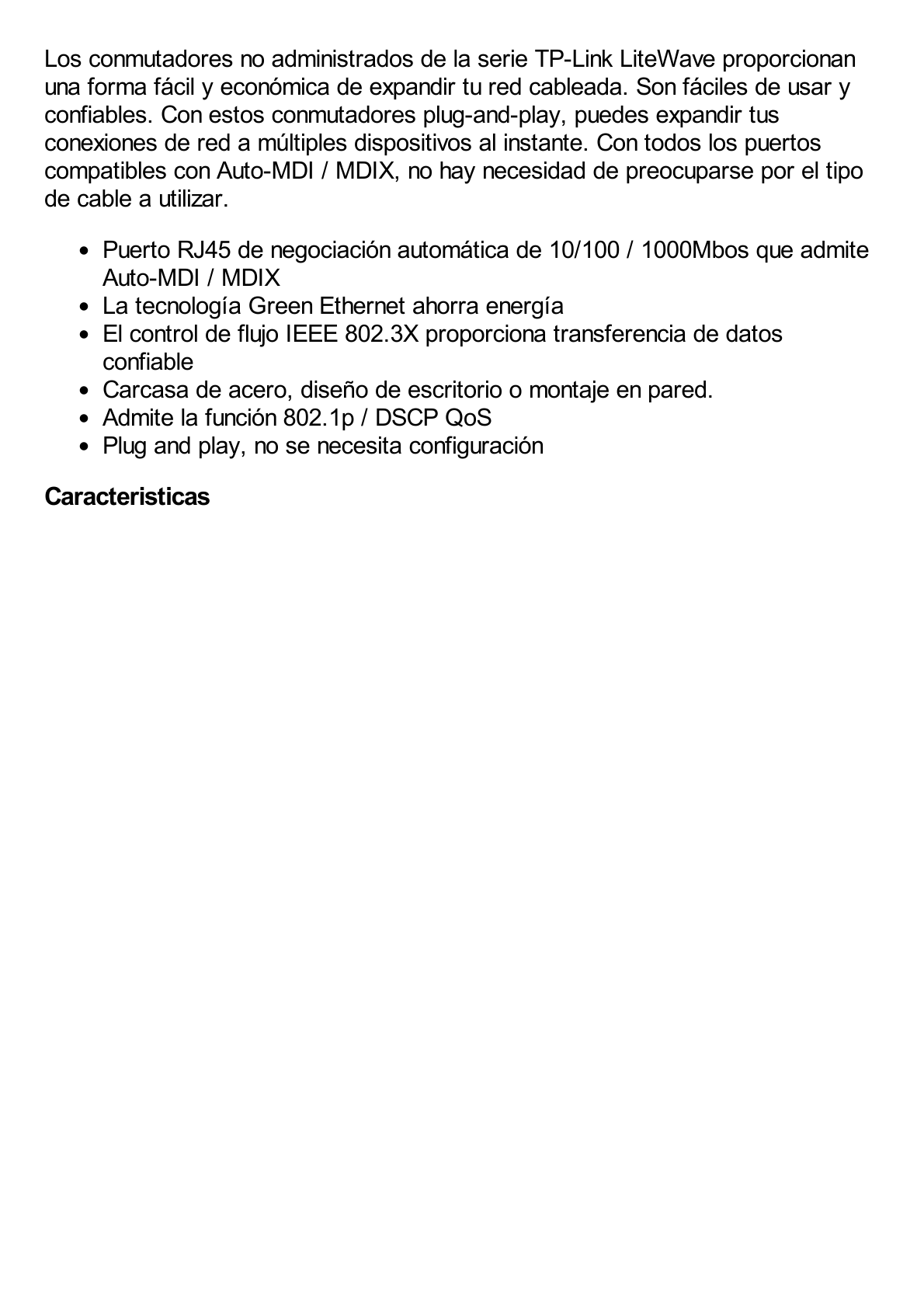 Switch de escritorio Gigabit de 8 puertos 10/100/1000Mbps, carcasa metálica