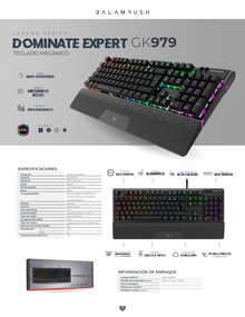 Teclado Balam Rush Dominate Expert GK979 Negro Alámbrico Mecánico Switch MX Rojo RGB Dinámico Aluminio