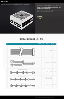 Fuente Corsair 850W RM850 80 Plus Gold Full Modular Blanco