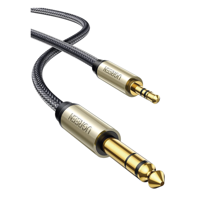 Cable Audio Estéreo 3.5mm (1/8") TRS a 6.35mm (1/4") TS / 5 Metros / Audio de Hi-Fi / Trenza de Nylon / Blindaje Múltiple / Caja de Aleación Zinc / Núcleo de Cobre Puro / Compatibilidad Universal