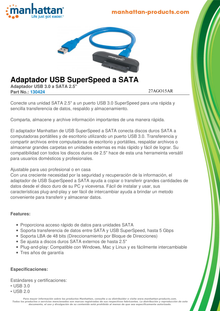 ADAPTADOR MANHATTAN USB 3.0 A HDD SATA 2.5