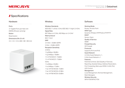 Sistema Halo H30G (3 piezas) Mercusys Mesh Wi-Fi AC1300 (2 puertos RJ45 gigabit por pieza) Beamforming